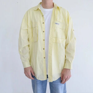 Vintage Hook & Tackle Outfitters  Technical Fishing Gear Yellow Button Up Shirt